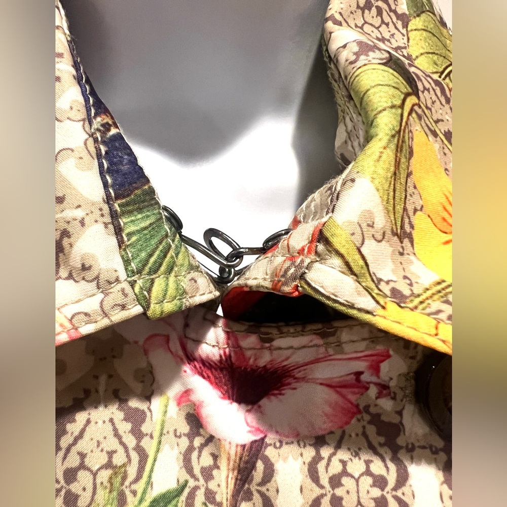 SPANNER Multicolor Floral Belted Trench Coat Size Small - Picture 9 of 12
